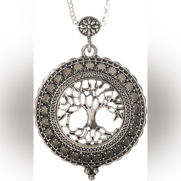 Tree of Life 4x Magnifier Magnifying Glass Sliding Top Magnet Pendant Necklace - Picture 4 of 4